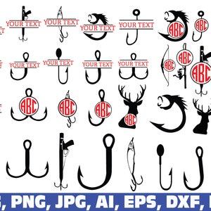 Fishing hunting monogram svg png, deer monogram svg, hunting fishing svg, fishing svg, hunting svg, fishing hook svg , hunt svg, monogram