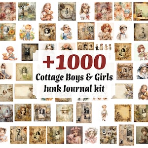 Junk Journal Cottage Garçons et filles, Trousse, Minable, Enfants, Campagne, Mignon, Petit garçon, Petit-fils imprimable, vintage, Éphémères imprimables png thumbnail