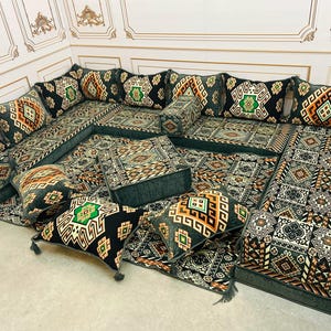 U Shaped Arabic Floor Sofa Set: Anatolian Scorpion Design