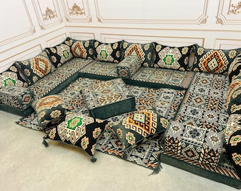 U Shaped Arabic Floor Sofa Set: Anatolian Scorpion Design