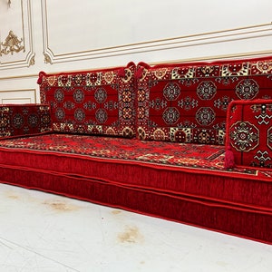 8&quot; Thick Anatolian Red Arabic Sofa,Arabic Majlis,Sectional Sofa,Living Room Home Decor,Floor Sofa,Boho Floor Couch,Arabic Floor Seating