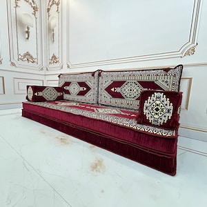 8&quot; Thick Anatolian Maroon Arabic Sofa,Arabic Majlis,Sectional Sofa,Living Room Home Decor,Floor Sofa,Boho Floor Couch,Arabic Floor Seating