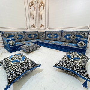 8 Thick L Shaped Arabic Living Room Floor Seating Sofa Set,Pallet Cushion Set,Modular Design Floor Cushion,Arabic Sofa Set,Sectional Sofa zdjęcie 8