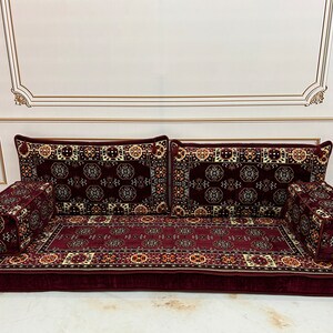 4 Thick Ethnic Floor Cushion Seating Couch,Arabic Sofa,Sectional Sofa,Ottoman Couch, Kilim Rug,Turkish Floor Sofa Set,Sofa Ottoman Rug zdjęcie 10