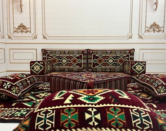 4" Royal Arabic Living Room Floor Seating Sofa Set,Kilim Rug,Floor Cushion,Ottoman Couch Rug,Floor Couch,Floor Sofa,Sectional Sofa Couch
