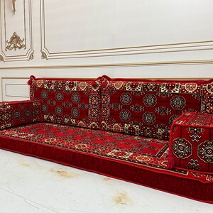 4&quot; Thick Anatolian Red Arabic Sofa,Arabic Majlis,Sectional Sofa,Living Room Home Decor,Floor Sofa,Boho Floor Couch,Arabic Floor Seating