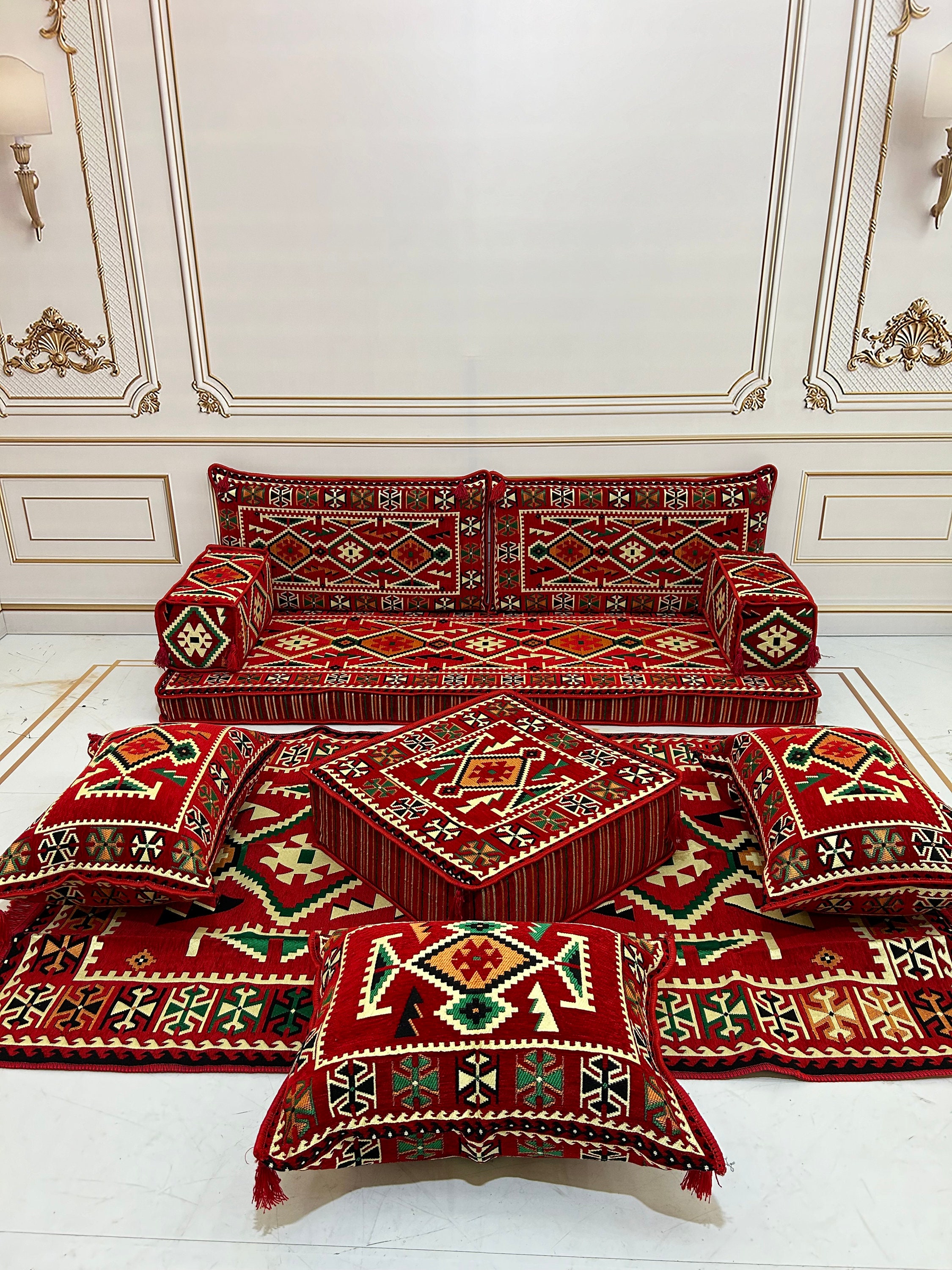Majilis Rug Sunset Arabic Majlis Sofa Set: 4