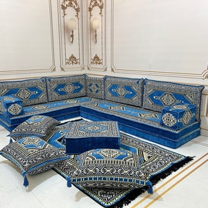 8 Thick L Shaped Arabic Living Room Floor Seating Sofa Set,Pallet Cushion Set,Modular Design Floor Cushion,Arabic Sofa Set,Sectional Sofa zdjęcie 1