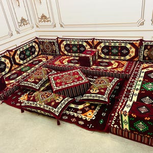 U Shaped Arabic Floor Seating Set: Authentic Anatolian Sofa, Living Room Decor