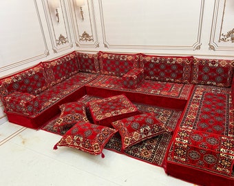 Ethnic Arabic Majlis Sofa Set: U Shaped Floor Cushions