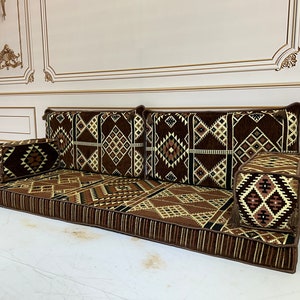 Anatolian Brown Arabic Majlis: Boho Floor Sofa Seating