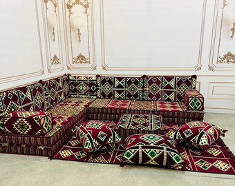 Arabic Floor Seating Sofa Set: Ethnic Majlis Corner Couch