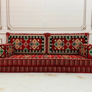8&quot; Thick Anatolian Red Arabic Sofa,Arabic Majlis,Sectional Sofa,Living Room Home Decor,Floor Sofa,Boho Floor Couch,Arabic Floor Seating