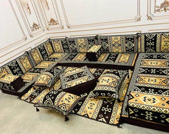 Luxury Ethnic U-Shaped Arabic Floor Sofa Seating Set
