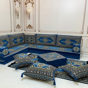 8 Thick L Shaped Arabic Living Room Floor Seating Sofa Set,Pallet Cushion Set,Modular Design Floor Cushion,Arabic Sofa Set,Sectional Sofa zdjęcie 2