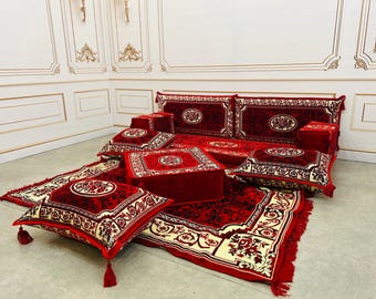 Luxus Arabisch Boden Sofa Set: Rot Creme Osmanischen Stil