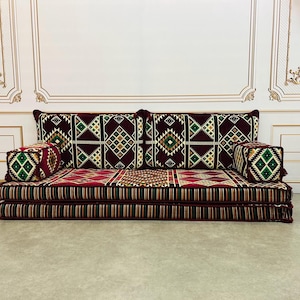 Authentic Arabic Floor Sofa: Boho Majlis Loveseat Seating