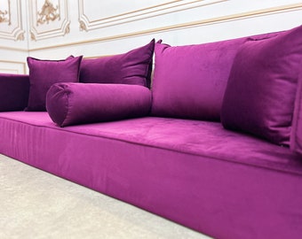 Unique Magic Velvet Purple Color Luxury Velvet Bench Cushion,Boho Design Couch,Arabic Style Majlis Sofa,Meditation Yoga Sofas