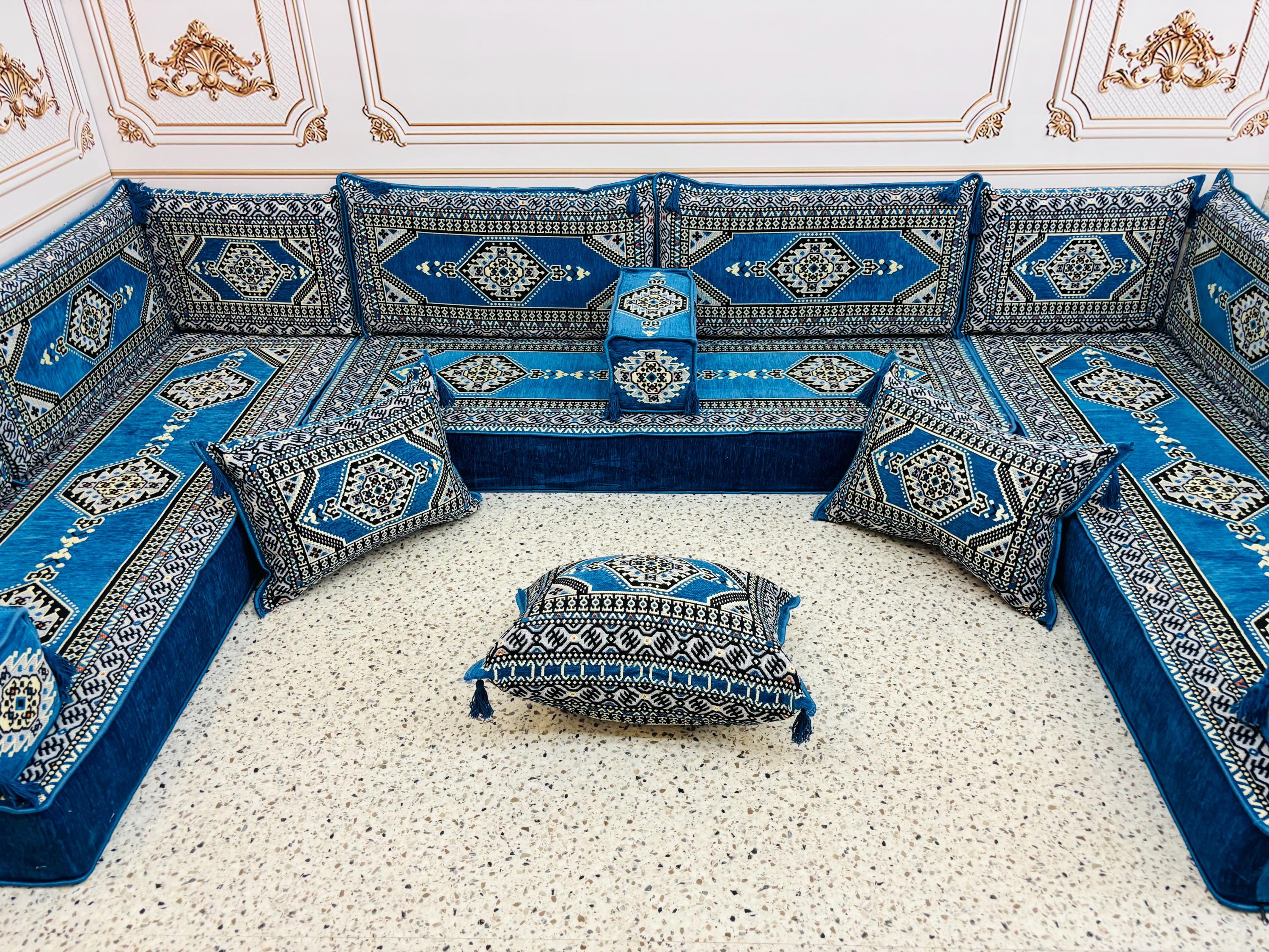 Arabicsofa Cozy U-Shaped Arabic Sofa Set With Floor Cushions & India | Ubuy-713794