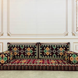 4&quot; Thick Authentic Burgundy Arabic Sofa,Arabic Majlis,Sectional Sofa,Living Room Home Decor,Floor Sofa,Boho Floor Couch,Arabic Floor Seating