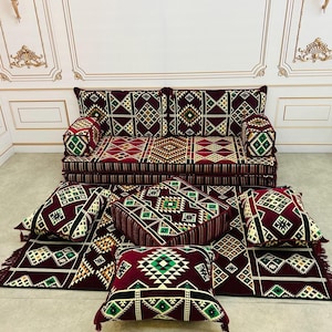 Moroccan Floor Sofa Set: Arabic Style, Boho Living Room Decor