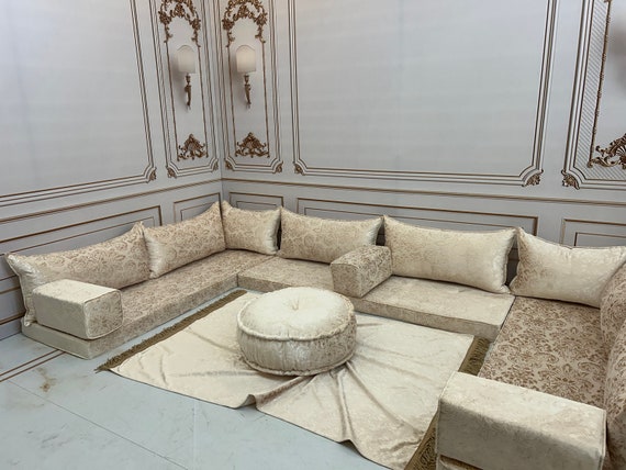 Luxury Handcrafted Stylish Modern Living Room Velvet Floor Sofa Pillows boho Floor Couch Luxury U Shaped Arabic Sofa Set Custom Made Sofa Etsy UK
