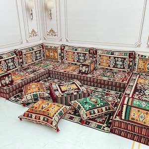 Anatolian U-Shaped Floor Seating Couch: Traditional Arabic Sofa