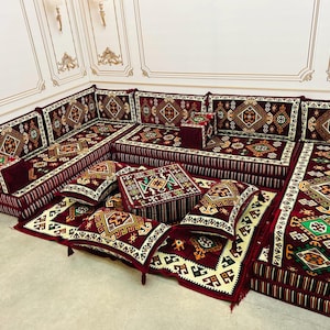 U-Shaped Arabic Majlis: Middle Eastern Floor Seating Sofa Set