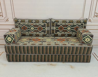 Arabic Sofa 16 inch Gray Floor Cushion Seating Couch,Living Room Home Decor,Loveseat Sofa,Arabic Floor Couch,Floor Cushion,Bohemian Sofa