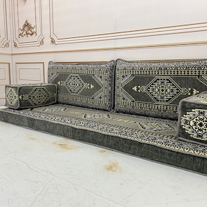 Grey Anatolian Floor Sofa: Arabic Majlis Seating