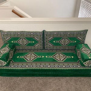 8&quot; Thick Authentic Emerald Arabic Sofa,Arabic Majlis,Sectional Sofa,Living Room Home Decor,Floor Sofa,Boho Floor Couch,Arabic Floor Seating
