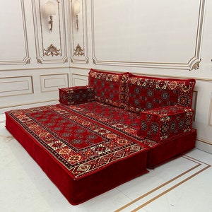 Ethnic Floor Sofa: Arabic Seating Couch with Cushions