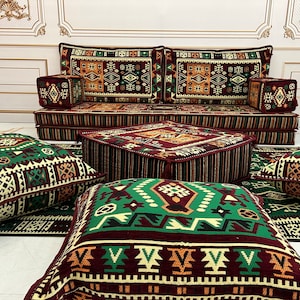 Anatolian Floor Seating Sofa Set: Arabic Living Room Decor, 8&quot; Thick
