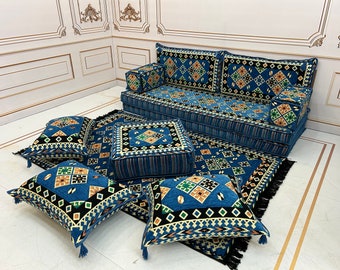 Arabic Sofa 8 inch Navy Arabic Sofa Set,Arabic Majlis,Sectional Sofa,Living Room Home Decor,Arabic Majlis Sofa,Anatolian,Ottoman Couch Rug