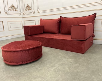 Kinder Sofa Design Ziegel Farbe Luxus Samt Boden Sitzkissen Couch 8 "Dick, mit Überraschungsgeschenk, Samt Bodenkissen, Samtboden Sofa