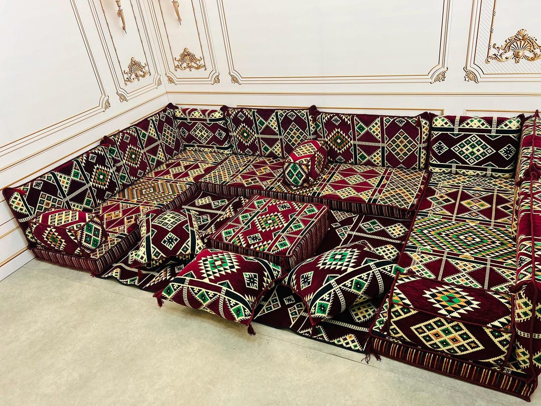 U Shaped Modular Authentic Arabic Sofa Floor Seating Set | Living Room ...