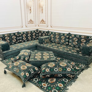Arabic Sofa 8 inch Floor Seating Cushion L Shaped Sofa,Corner Sofa,Arabic Majlis Sofa,New Design Unique Pattern Arabic Sofa Set