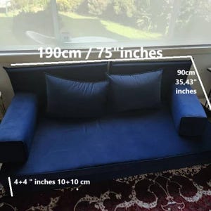 Luxury Velvet Floor Cushion Sofa: 8&#39;&#39; Thick Seating Couch