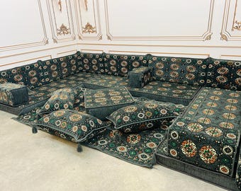 U Shaped Arabic Floor Sofa Set: Living Room Seating
