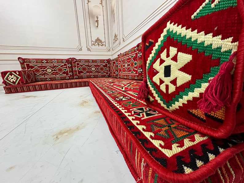 Majlis Rug L-shaped Arabic Majlis Floor Seating Set: Sunset Sofa, Rug & Pillows - Etsy