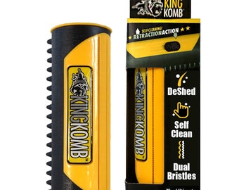 KING KOMB™ De-shedding tool | King Kanine | Multi-Use Tool | Top & Undercoat | Self Cleaning | Retractable Blades |  Grooming | Dog Brush