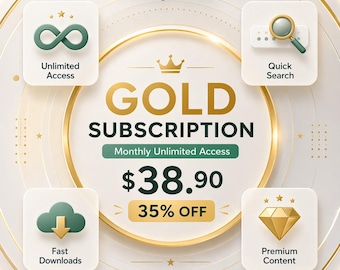 May include: A promotional graphic for a Gold Subscription from rapidSTL. The design features a gold and white color scheme with icons representing unlimited access, quick search, fast downloads, and premium content. The price is $38.90 with a 35% discount.