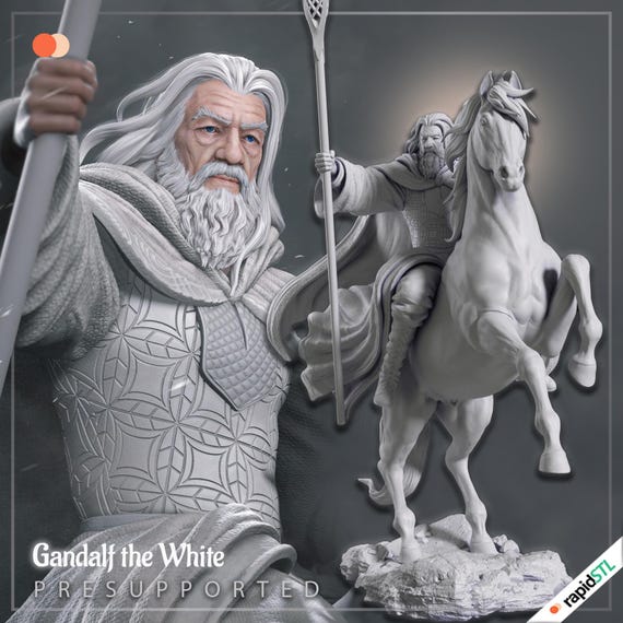 LOTR - Gandalf the White (Full Pack) | HQ Model STL Download Code for 3D Printing & Painting