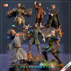 LOTR Middle Earth Legends Pack (Presupported) | 7 HQ Model STL Download Code for 3D Printing