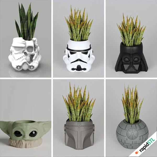 Star Wars Pflanzer Stl Pack, 3D Star Wars Modelle, 3D Stl Bundle - STL-Modell für 3D-Druck