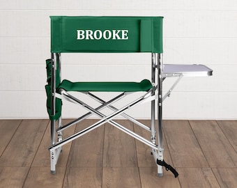 Personalized Hunter Green Camp Chair with Side Table: Lightweight Outdoor Seating