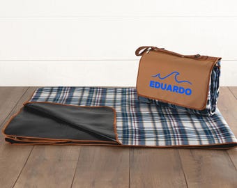 Personalized Plaid Fleece Picnic Blanket: XL Water-Resistant Travel Blanket