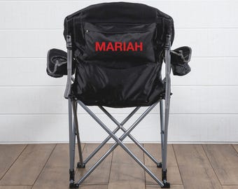 Personalized Reclining Camp Chair: Custom Printed Name, Portable Outdoor Seat