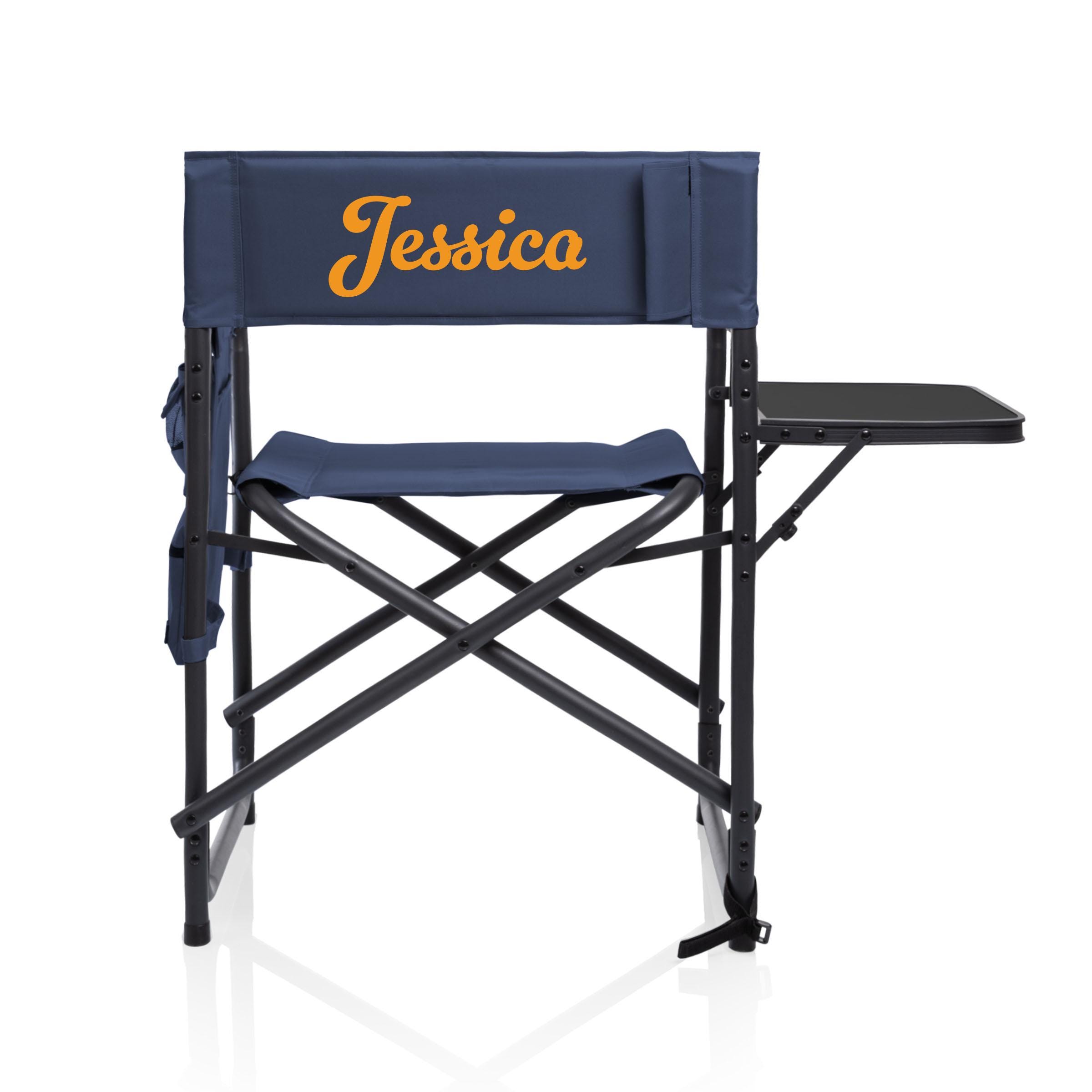 Personalized Navy Blue Sports Chair With Side Table | Custom