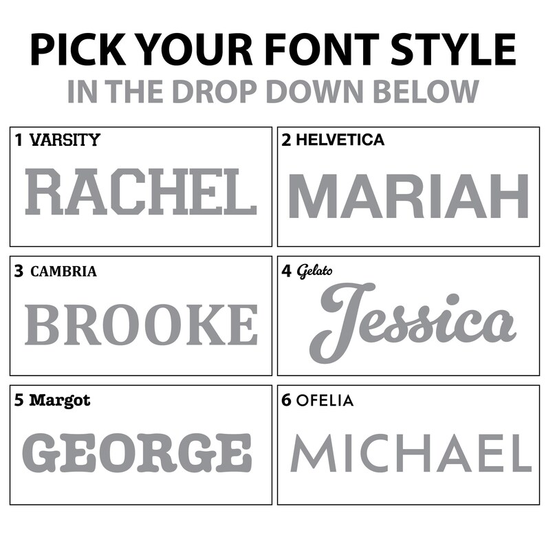 Puede incluir: Un gr&aacute;fico que muestra seis estilos de fuente diferentes con los nombres Rachel, Mariah, Brooke, Jessica, George y Michael. Los estilos de fuente est&aacute;n etiquetados con los nombres Varsity, Helvetica, Cambria, Gelato, Margot y Ofelia.